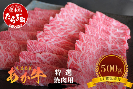 GI認証 【 くまもとあか牛 】特選 焼肉用 500g あか牛 和牛 牛肉 熊本 ブランド牛 焼き肉 ヤキニク やきにく ごちそう 記念日 国産 お肉 050-0349