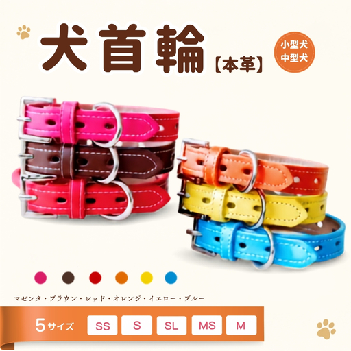 犬首輪 本革製 ペット用品 小型犬 中型犬 犬用品 犬グッズ 犬用首輪 日本製 | 本革 国産人工皮革 ベルエース 耐久性 革職人 愛犬 てるべる 埼玉県 越谷市