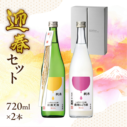 先行予約（2026年11月上旬頃から順次発送）（迎春セット）純米しぼりたて生酒　新酒天領 720ml・純米しぼりたて 生酒発泡にごり酒 720ml【2-38】
