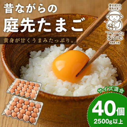 【A7052】昔ながらの庭先たまご(40個・サイズ混合) 卵 玉子 たまご 平飼い 40個 濃厚 うまみ 卵かけご飯 目玉焼き 卵焼き ごはん おかず【ファームあるむ】