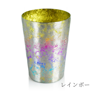 チタン二重タンブラー 鈦虹 ビアロック (レインボー) 400ml