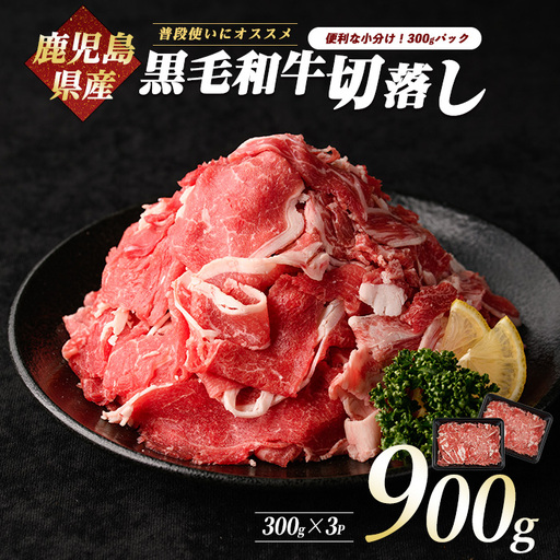 鹿児島県産黒毛和牛 切り落とし900g 300g×3P カミチク IB112-001 牛肉 牛肉 