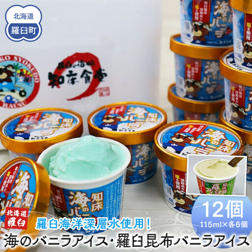 海洋深層水使用! バニラアイス・羅臼昆布バニラアイス 12個セット | 北海道