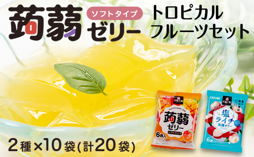120粒入り！下仁田の蒟蒻ゼリーソフトタイプ2種 トロピカルフルーツセット（2種×10袋6粒入り）F21K-381