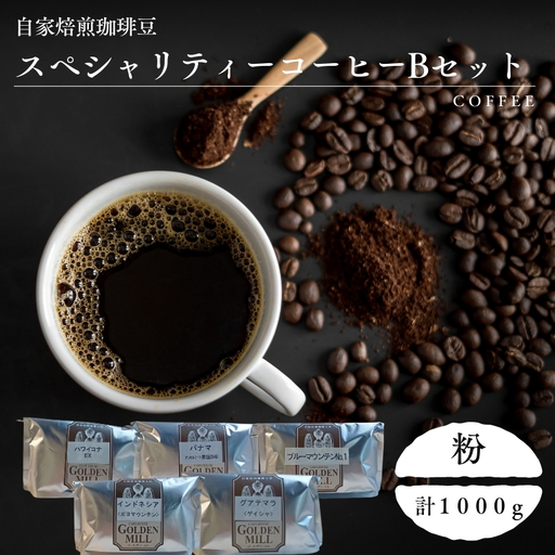コーヒー 自家焙煎珈琲豆 スペシャリティーコーヒー Bセット 計1000g【粉でお届け】【gdml0022】