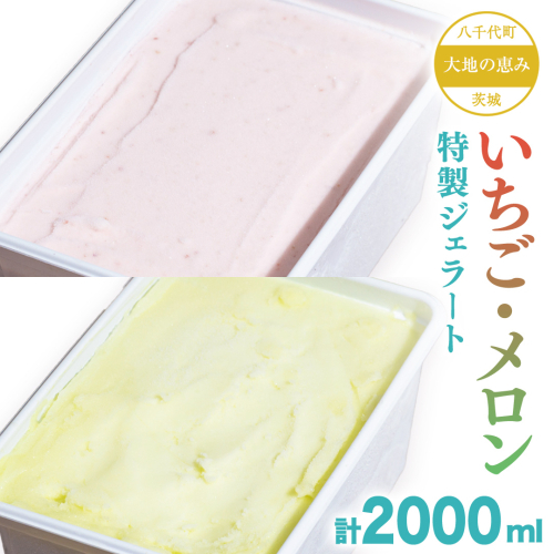 茨城県産 大地の恵み 特製 ジェラート いちご メロン 各2000ml