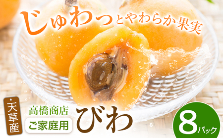 天草産 びわ 8パック 家庭用 高橋商店　熊本県 苓北町 フルーツ 枇杷 柑橘 果物【配送不可地域あり】(北海道 沖縄 離島)