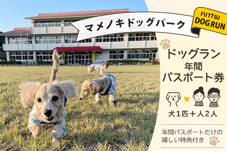 マメノキドッグパーク ドッグラン 年間パスポート(犬1匹+人2人) 特典付き