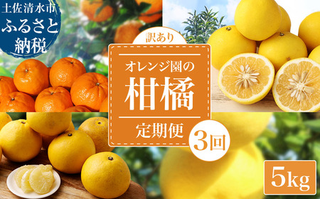 【令和８年発送】＜ 訳あり＞ オレンジ園の柑橘3種（ぽんかん・文旦・小夏）各5kg 3回定期便【J00102】