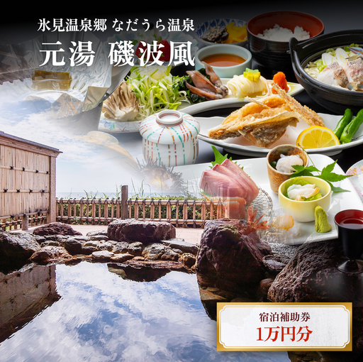氷見温泉郷 なだうら温泉 元湯 磯波風 宿泊補助券 1万円分 富山県 氷見市 旅行 観光 宿泊 温泉 宿泊券 チケット クーポン 海鮮