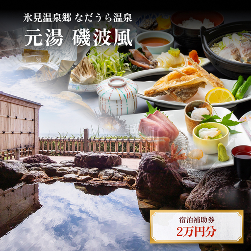 氷見温泉郷 なだうら温泉 元湯 磯波風 宿泊補助券 2万円分 富山県 氷見市 旅行 観光 宿泊 温泉 宿泊券 チケット クーポン 海鮮