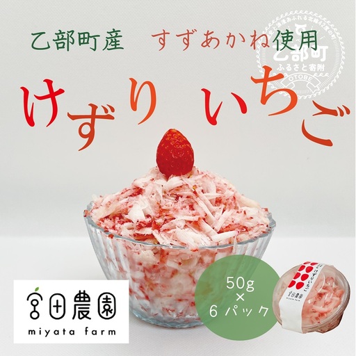 甘さスッキリ!イチゴ100%アイスにしちゃいました[けずりいちご:50g×6パック][ 乙部町 宮田農園 すずあかね イチゴ アイス デザート 贅沢 農家手作り 産地直送 贈答 ]