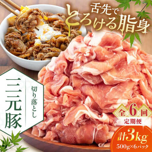 【全6回定期便】平田牧場 切り落とし 3kg (500g×6P)  豚肉 切り落とし 小分け [AJAP040]