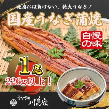 【冷凍1尾】岬町自慢の味　うなぎの川島家　国産うなぎ蒲焼　特大サイズ(226g以上)特製タレ付き_魚介・海産物 うなぎ  ウナギ 鰻_【配送不可地域：離島】【1488342】