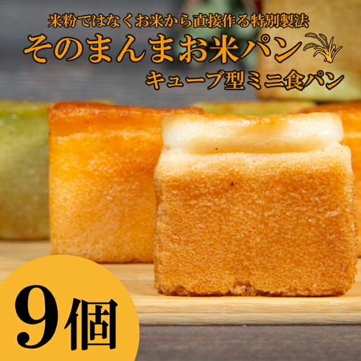 パン 食パン そのまんまお米ぱん キューブ型 9個 セット 小麦 乳製品 卵 グルテン 不使用 プレーン ほうれん草 コシヒカリ タンパク質 低カロリー 健康志向 手作り 天然酵母 カフェ 阿波市 徳島県