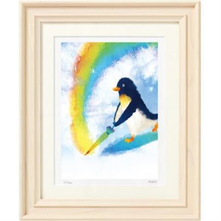 イラスト作家「菜生」アートフレーム〈雨のち虹〉ペンギン_雑貨・日用品  家具・インテリア _【1508174】