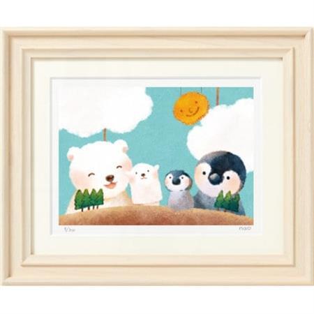 イラスト作家「菜生」アートフレーム〈ちいさなぺんくま劇場〉ペンギン＆しろくま_雑貨・日用品  家具・インテリア _【1508176】