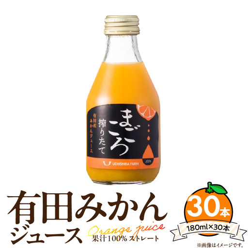 【まごころ搾りたて】有田みかん100%ジュース 180ml×30本_ZE6465