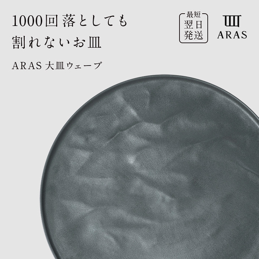 [最短翌日発送] ARAS グリーングレー 大皿ウェーブ 皿 エイラス 27cm