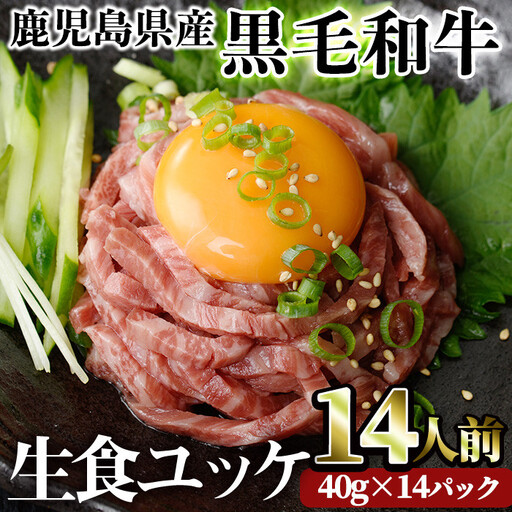 鹿児島県産 黒毛和牛 ユッケ 14人前(40g×14パック)[LRプラスK]A490-v01