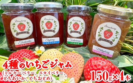 [数量限定]無添加 4種のいちごジャム(ミルキーベリー スカイベリー とちあいか とちおとめ)| 栃木県 さくら市 イチゴ 苺
