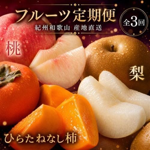 【発送月固定定期便】紀州和歌山産旬のフルーツセット(桃・梨・ひらたねなし柿)全3回【配送不可地域：離島・北海道・沖縄県】【4052599】