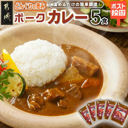 トプカ☆どんぐりの恵みポークカレー5食セット※ポスト投函〔LD-J903〕_(都城市) カレー専門店 手づくり ポークカレー レトルト ポスト投函