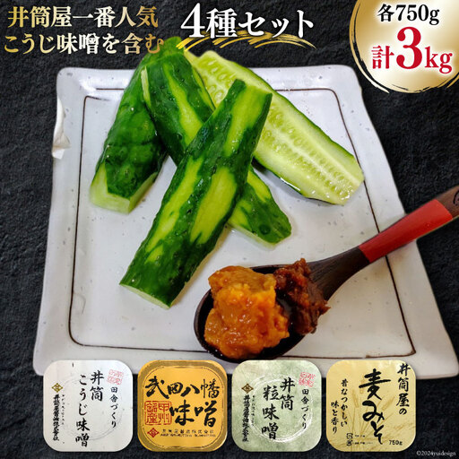 【井筒屋1番人気】 味噌 こうじ味噌 4種セット 計3.0kg