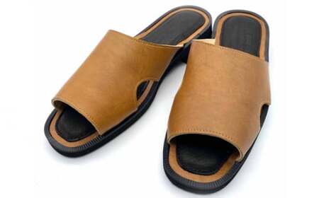 WRAP SANDALS キャメル×ブラック×キャメル 23cm / みずしま加工 サンダル レザー 軽量 奈良県 御所市[mrsn0016]