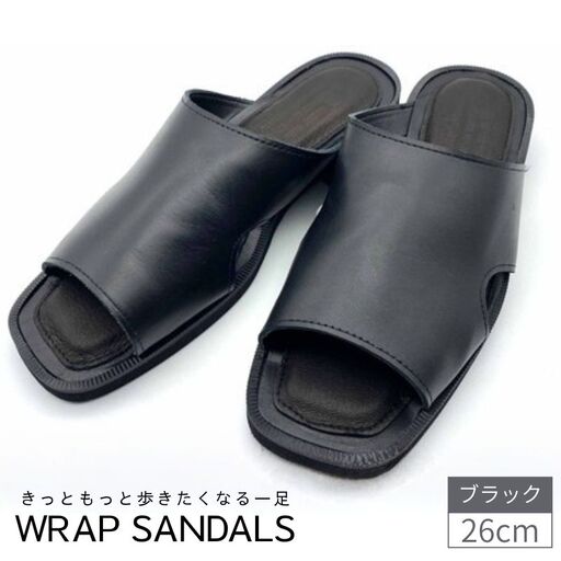 サンダル 黒 WRAP SANDALS ブラック×ブラック×ブラック 26cm / ユニセックス カジュアル 履物 [mrsn0004]