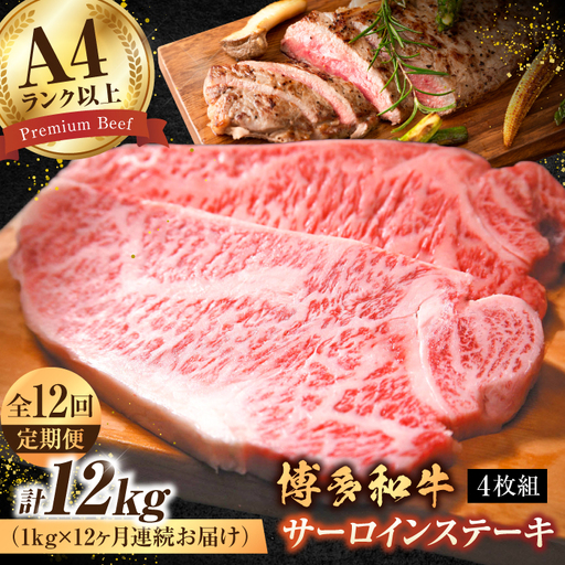 【12回定期便】サーロイン 1kg（250g×4枚）  [AFBO012]