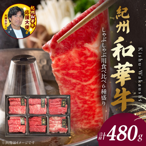 紀州和華牛　しゃぶしゃぶ用　食べ比べ　6種盛り　480g_BN6132
