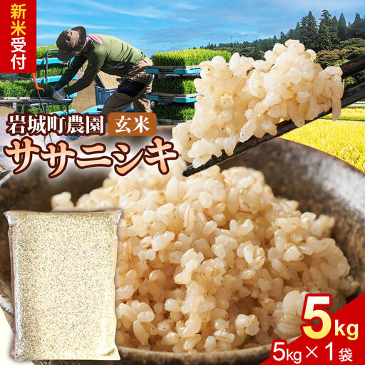 [令和8年産 新米受付][玄米]ササニシキ 5kg(5kg×1袋) 秋田県 由利本荘市産 真空パック 岩城町農園