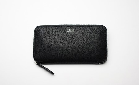 [GOMYO LEATHER]猪革 手縫いラウンドファスナー財布(黒) ファッション小物