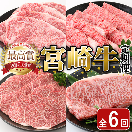 [全6回・定期便]宮崎牛定期便(ロースステーキ・600g、肩焼肉・400g、ももバラすき焼き・600g、ワンポンドステーキ・454g、ロース・、肩すき焼き・400g)A4 A5 国産 牛肉 宮崎県産 黒毛和牛 国産 牛肉 宮崎県産 黒毛和牛[SJ011][日本ハムマーケティング株式会社]