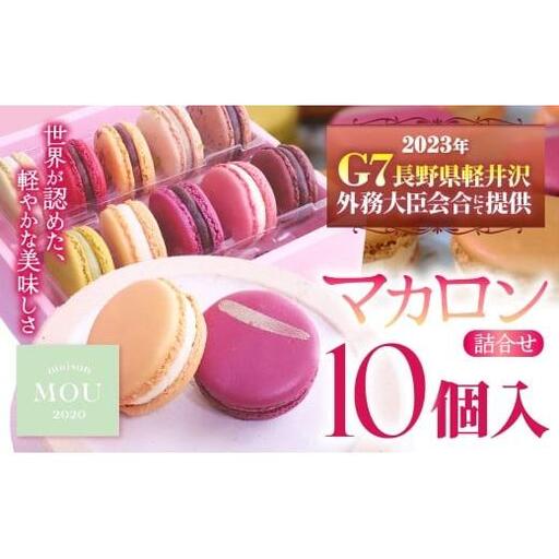 『G7軽井沢』にて提供　マカロン10個詰合せ | マカロン まかろん りんご蜂蜜 スイーツ 桔梗ヶ原 メルロ 赤ワイン シトロン ミエル レモン フレーバー 詰め合わせ 甘い 塩尻市 長野県