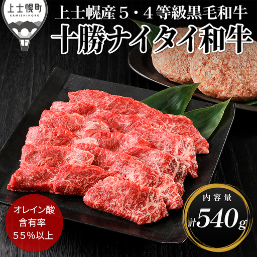十勝ナイタイ和牛 モモ 焼肉 ハンバーグ セット 計540g 国産 北海道 牛 肉 牛肉 国産牛 和牛 5・4等級 黒毛和牛 オレイン酸含有率55%以上 冷凍