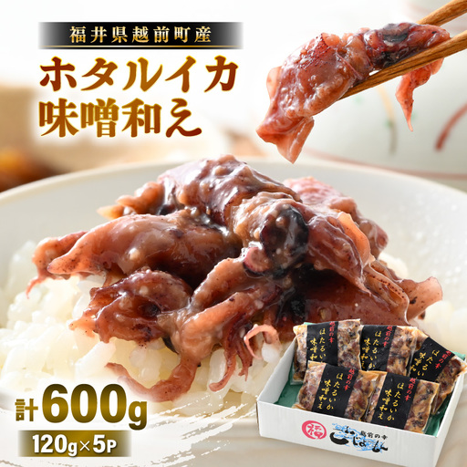 調理済 解凍するだけ ! 越前町産 味噌あえ ホタルイカ 計600g（120g × 5P）小分け 冷凍 ほたるいか 全国トップクラスの漁獲量【ボイル 茹で 調理すみ 味付き みそ ミソ  日本海 いか イカ 烏賊 福井県 魚介 海鮮 惣菜 さかな  おつまみ 酒の肴 お取り寄せ グルメ 宅飲み 小分け 日常使い】 [e15-a044]