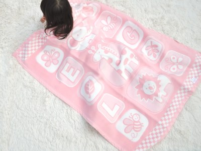 名入れ可 ベビー毛布 (キリン柄) ピンク 85×115cm 毛布の町(泉大津市産) N-MJ200 [3378] | ベビーブランケット ベビーブランケット