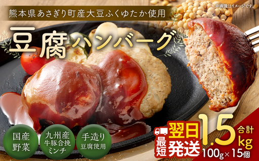 豆腐ハンバーグセット 100g×15個入 冷凍 レンジ・湯煎で簡単 小分け 12,000円 国産 熊本県あさぎり町
