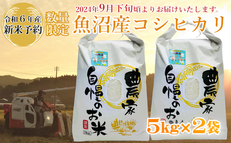 ※使用しない M24P233 【令和6年産 新米予約】《数量限定》令和6年産 魚沼産コシヒカリ5kg2袋 精米（宮内農園）早期受付 2024年9月下旬頃から発送開始 白米 魚沼 米