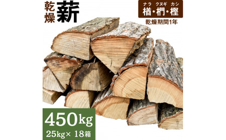 ナラ・クヌギ・カシ【乾燥薪】大割25kg×18箱