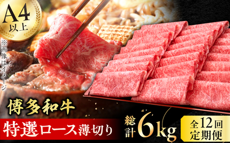 【12回定期便】特選ロース 薄切り500g / 牛肉 ロース 薄切り[AFBV061]