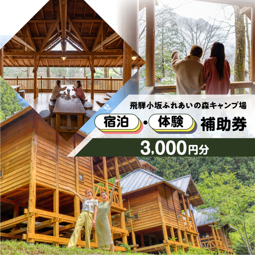 【のほほんパークひだおさか】宿泊・体験補助券（3,000円分）【a030-1】