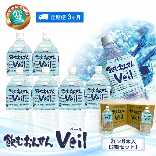 【定期便3ヶ月】飲むおんせんベール2L×6本入【2箱セット】【 温泉水 温泉純度100％ 保存水 防災 神奈川県 山北町 】