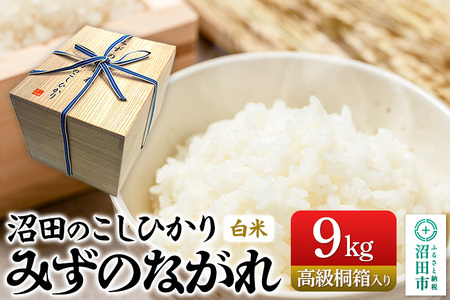 令和7年産[高級桐箱入り]沼田のこしひかり「みずのながれ」9kg×1箱 群馬県沼田市産 精米 白米 コシヒカリ