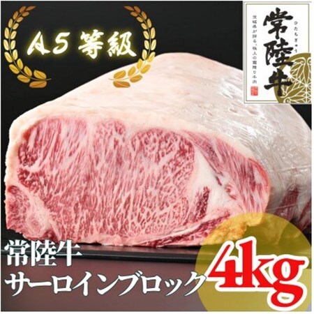 常陸牛 A5等級 サーロインブロック 約4kg_肉 常陸牛 牛肉 うし ビーフ_【配送不可地域：離島・沖縄県】【1518930】