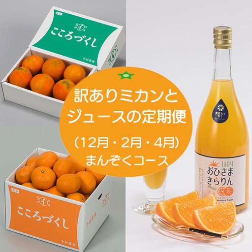 [定期便] 訳ありミカンとジュース (12月・２月・４月)【まんぞくコース】【今村農園】 3回 頒布会 ＜107-801＞
