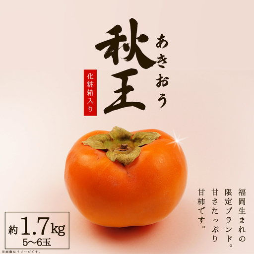 福岡県産 柿 秋王 約1.7kg (5～6玉)化粧箱入り 3W16