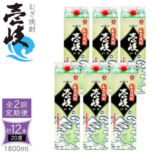 【全2回定期便】 麦焼酎 壱岐 20度 1800ml 紙パック 6本《壱岐市》【天下御免】 むぎ焼酎 酒 お酒 焼酎 麦 パック [JDB381]